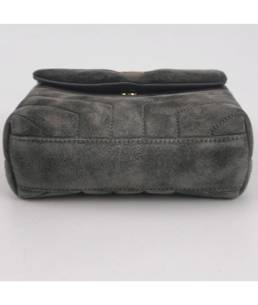 SAINT LAURENT Антрацитовая замшевая сумка через плечо, фото 3