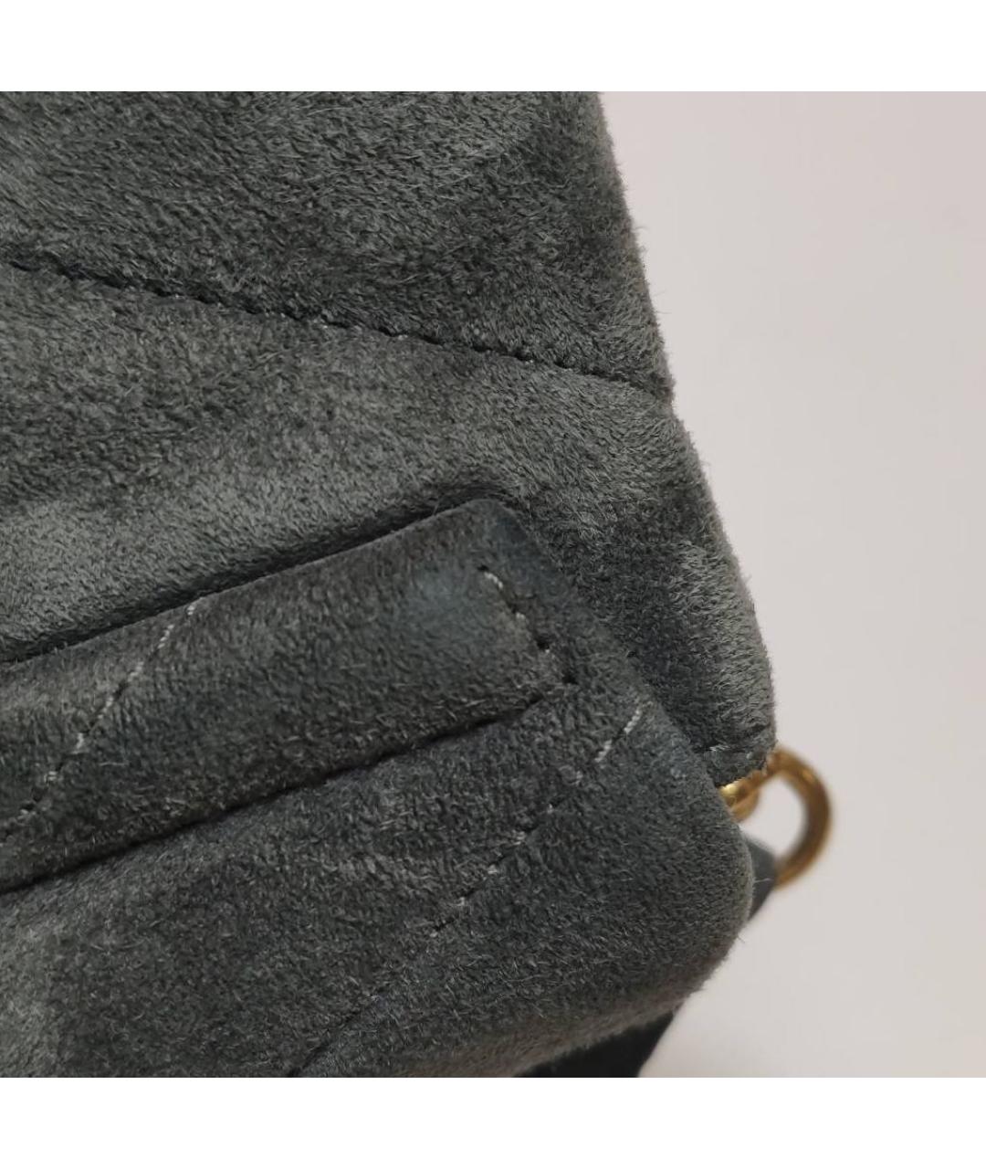 SAINT LAURENT Антрацитовая замшевая сумка через плечо, фото 7