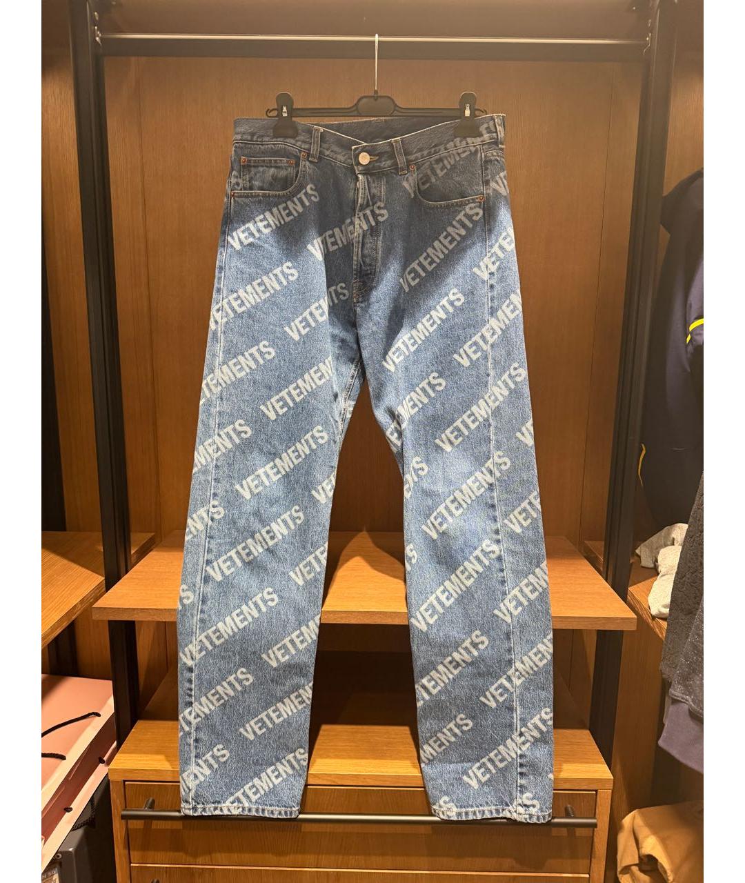 VETEMENTS Голубые хлопковые прямые джинсы, фото 3