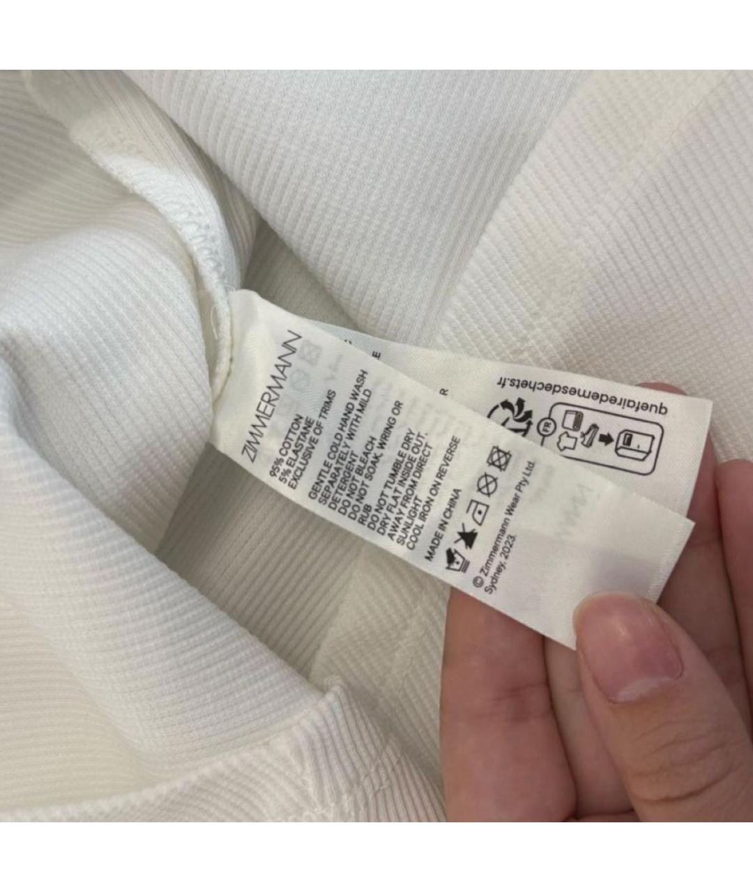 ZIMMERMANN Белая хлопко-эластановая майка, фото 4