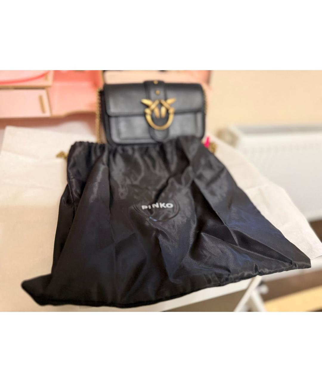 PINKO Черная кожаная сумка через плечо, фото 2