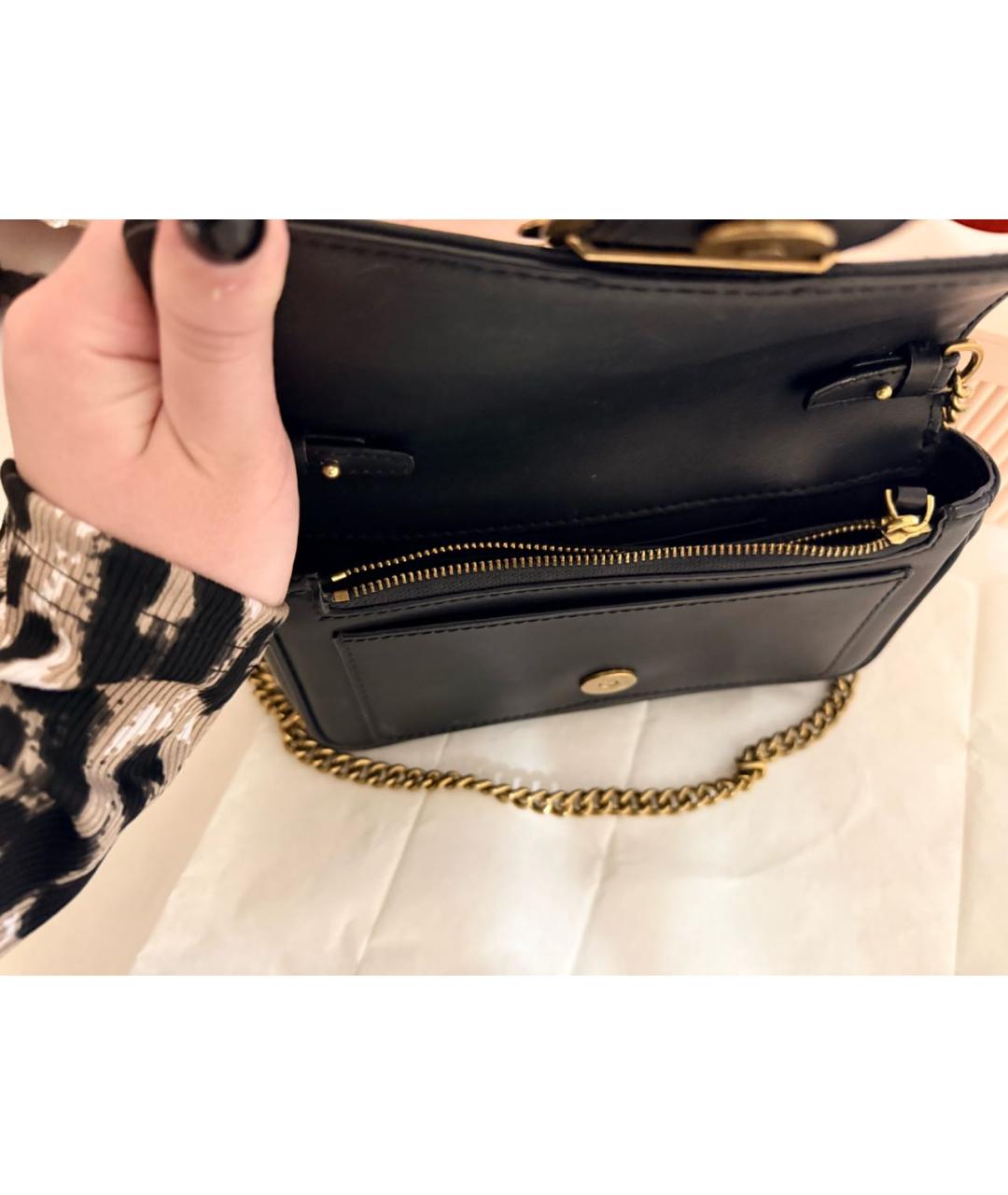 PINKO Черная кожаная сумка через плечо, фото 3