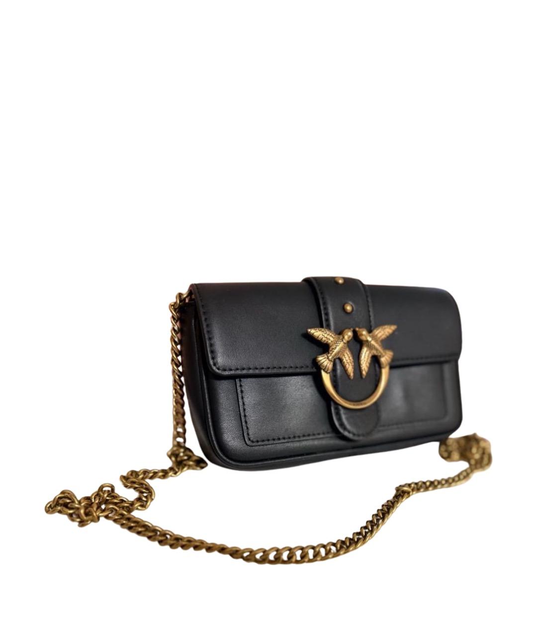 PINKO Черная кожаная сумка через плечо, фото 1