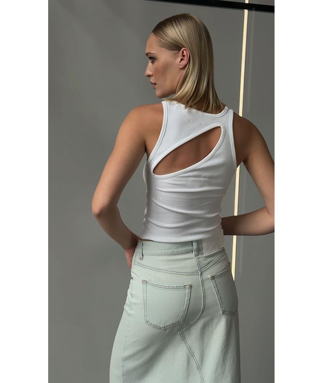 MM6 MAISON MARGIELA Голубая хлопковая юбка макси, фото 4