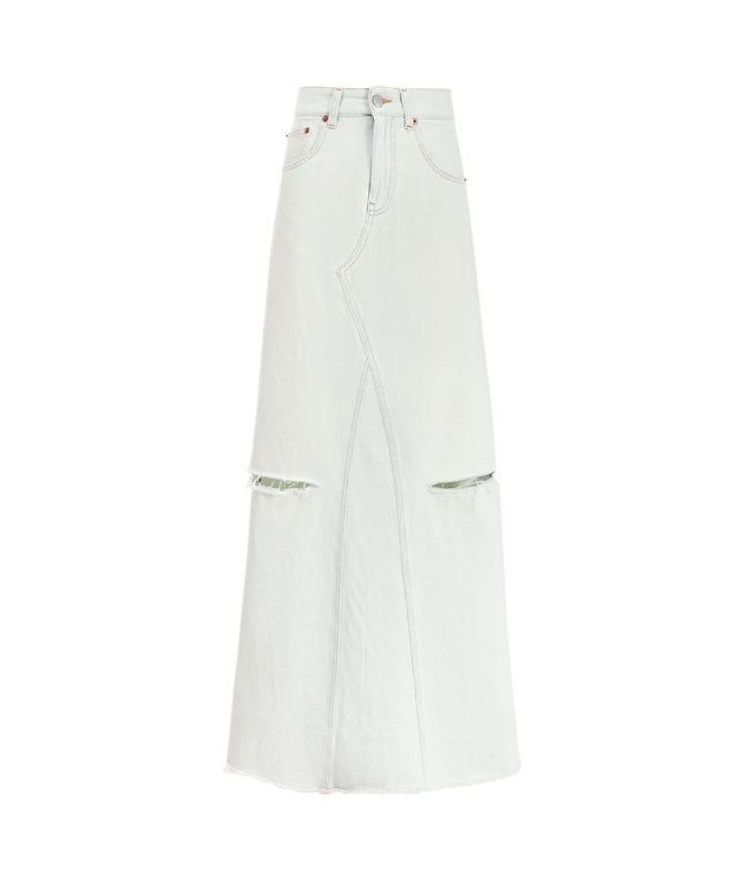 MM6 MAISON MARGIELA Голубая хлопковая юбка макси, фото 6