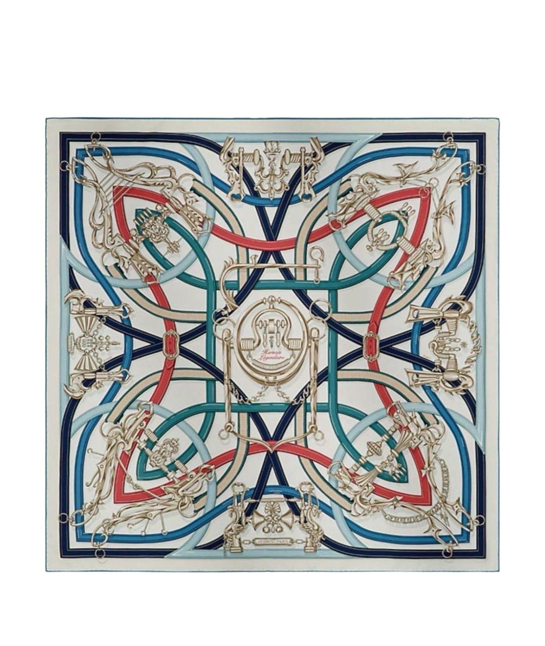 HERMES Мульти шелковый платок, фото 1