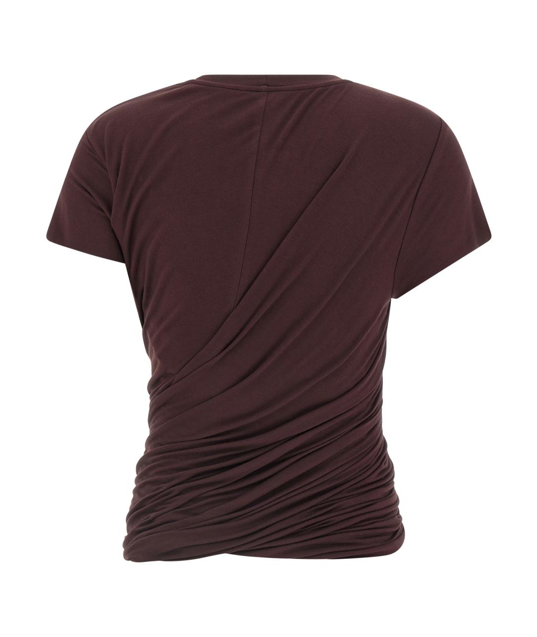 MAGDA BUTRYM Коричневая хлопковая футболка, фото 2