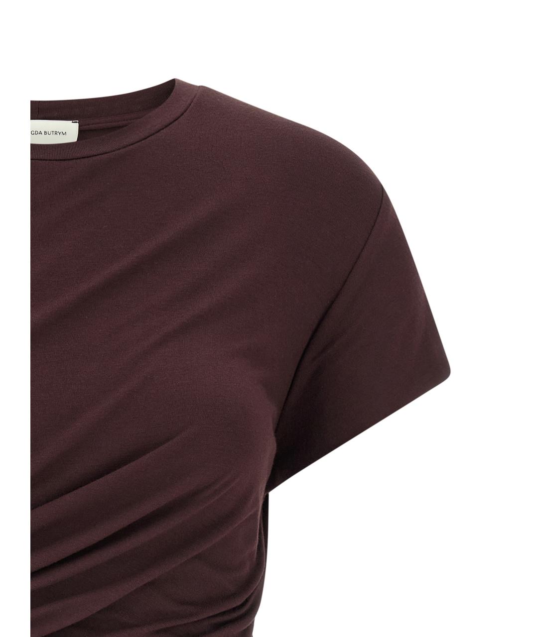MAGDA BUTRYM Коричневая хлопковая футболка, фото 3