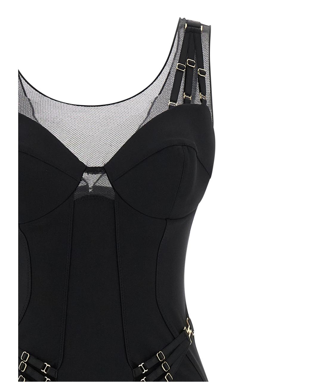 ELISABETTA FRANCHI Черное полиамидовое вечернее платье, фото 3