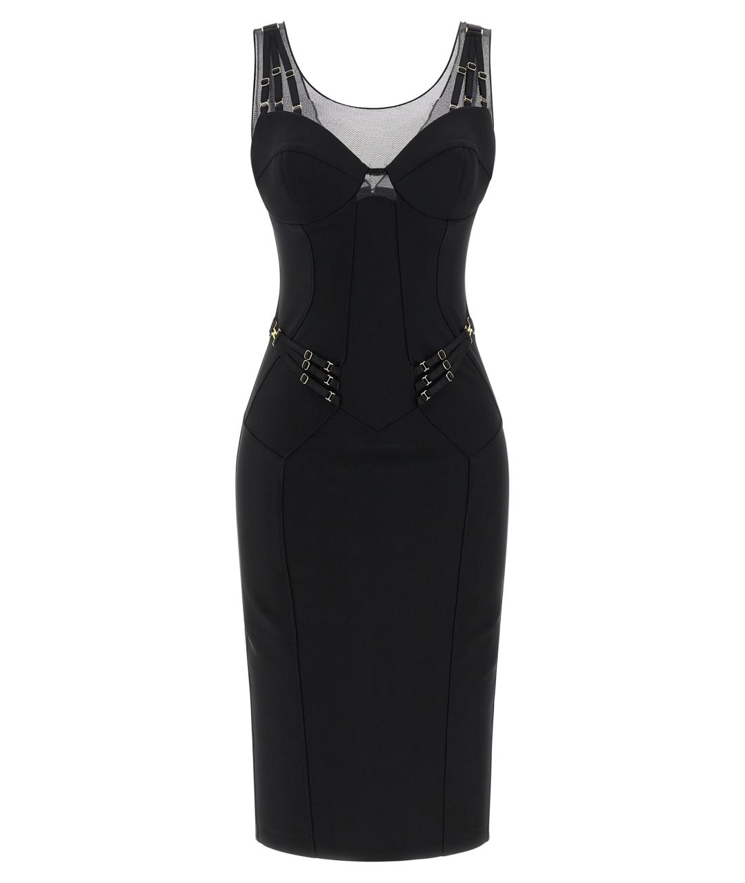 ELISABETTA FRANCHI Черное полиамидовое вечернее платье, фото 1