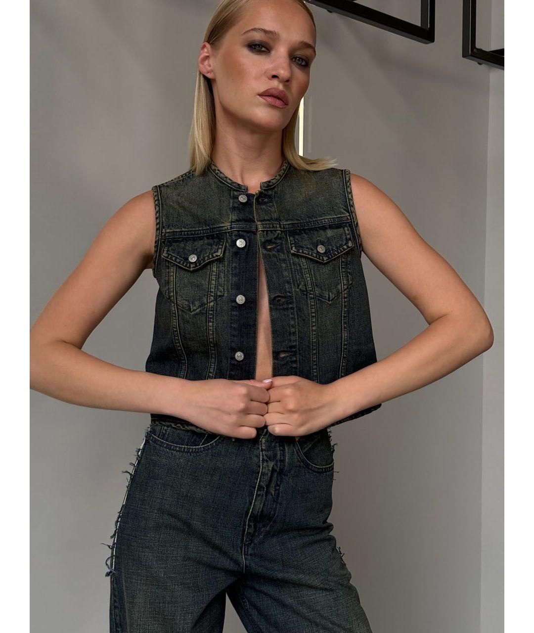 MM6 MAISON MARGIELA Темно-синий хлопковый жилет, фото 3