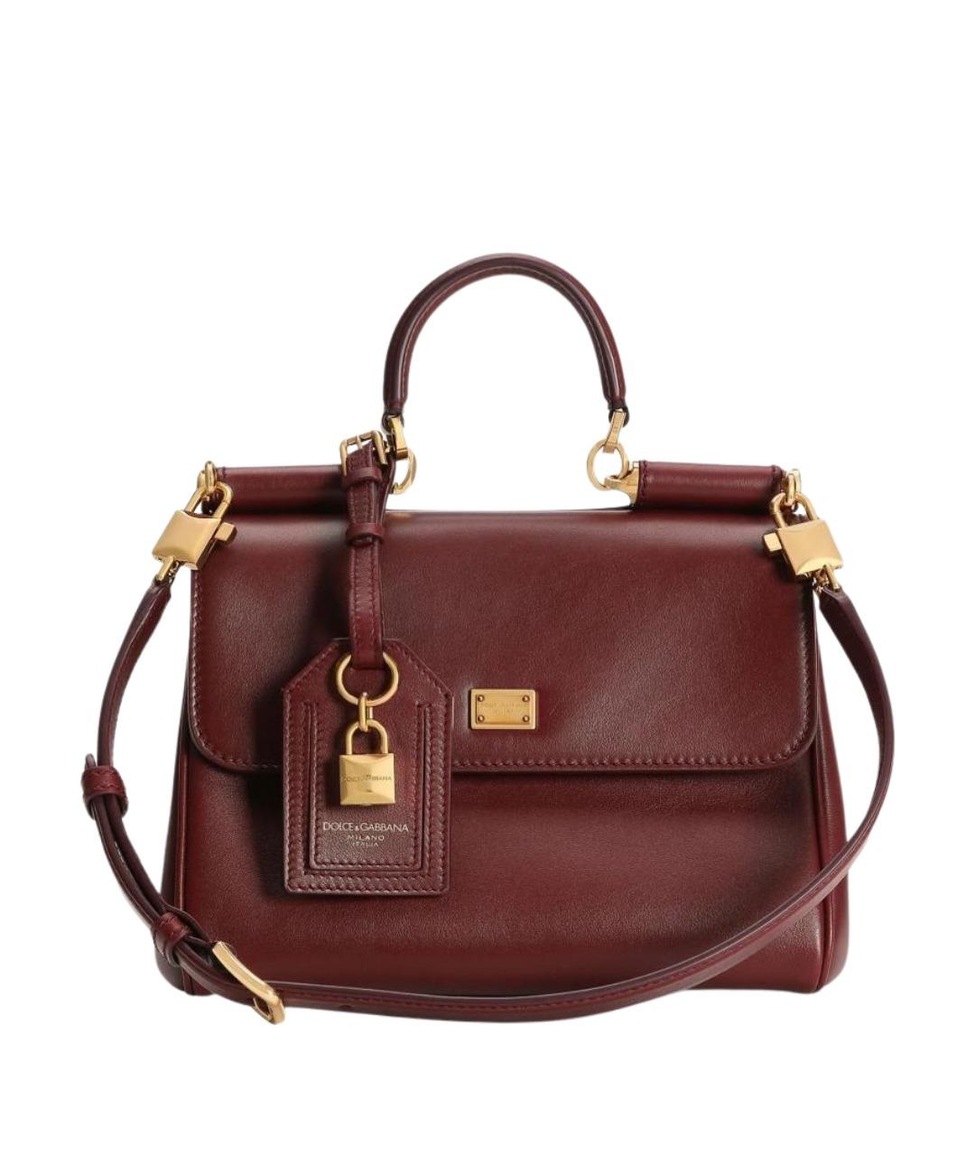 DOLCE&GABBANA Бордовая кожаная сумка с короткими ручками, фото 1