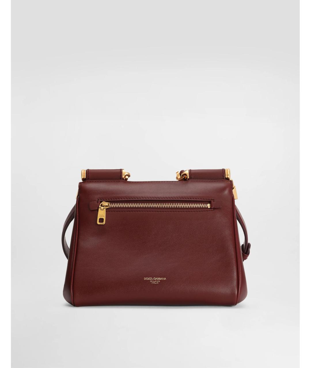 DOLCE&GABBANA Бордовая кожаная сумка с короткими ручками, фото 4