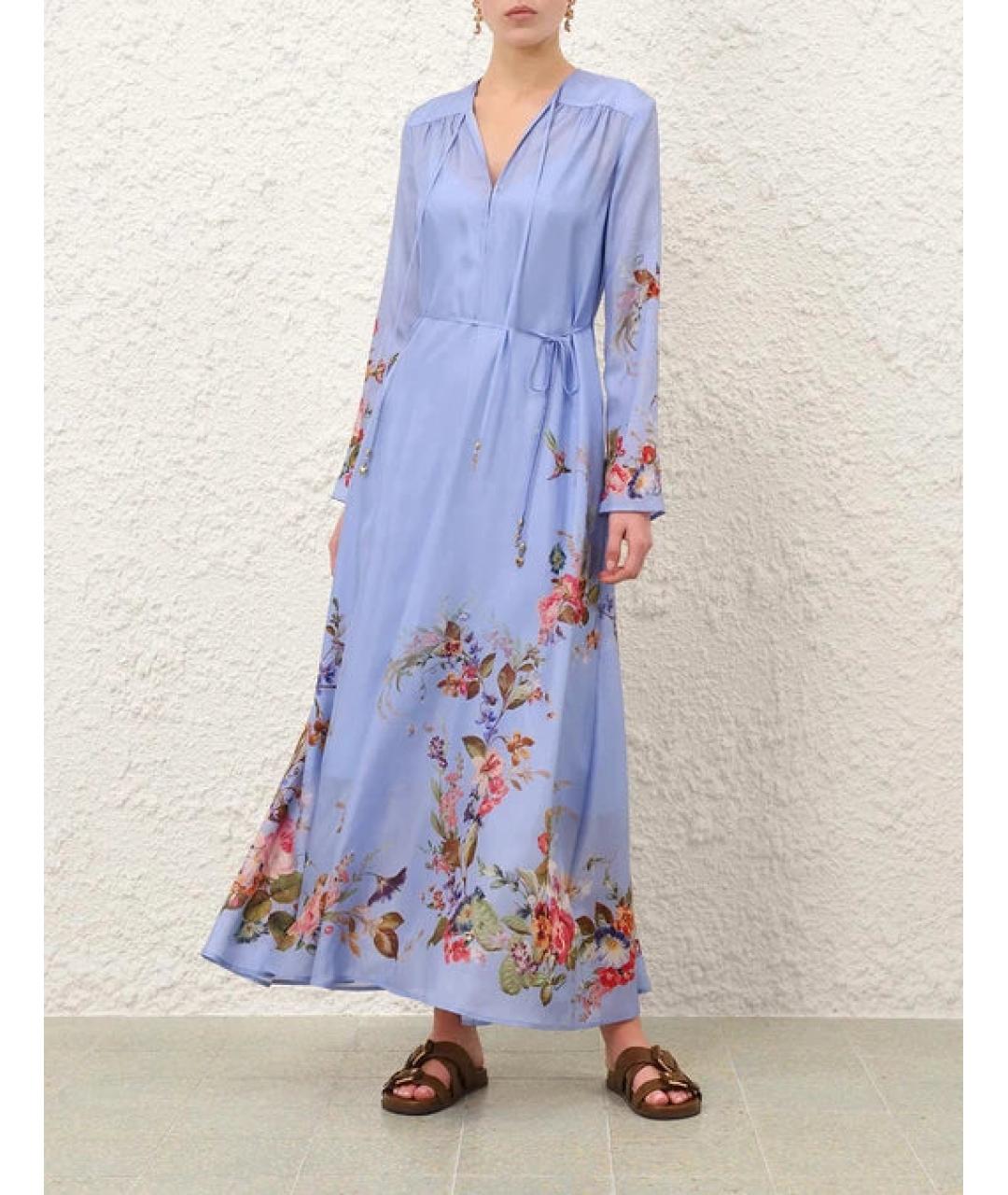 ZIMMERMANN Голубое шелковое повседневное платье, фото 2