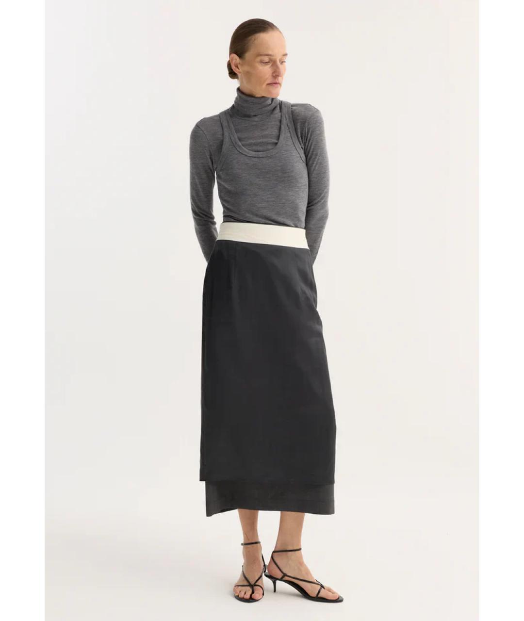ROHE Серая шерстяная юбка миди, фото 2