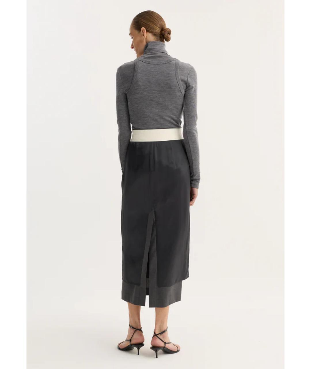 ROHE Серая шерстяная юбка миди, фото 3