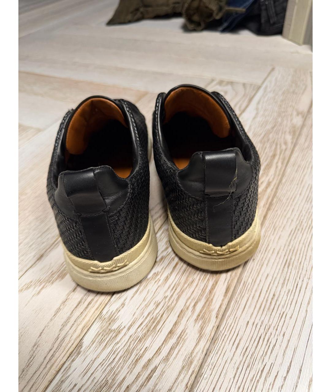 ERMENEGILDO ZEGNA XXX Черные кожаные низкие кроссовки / кеды, фото 3