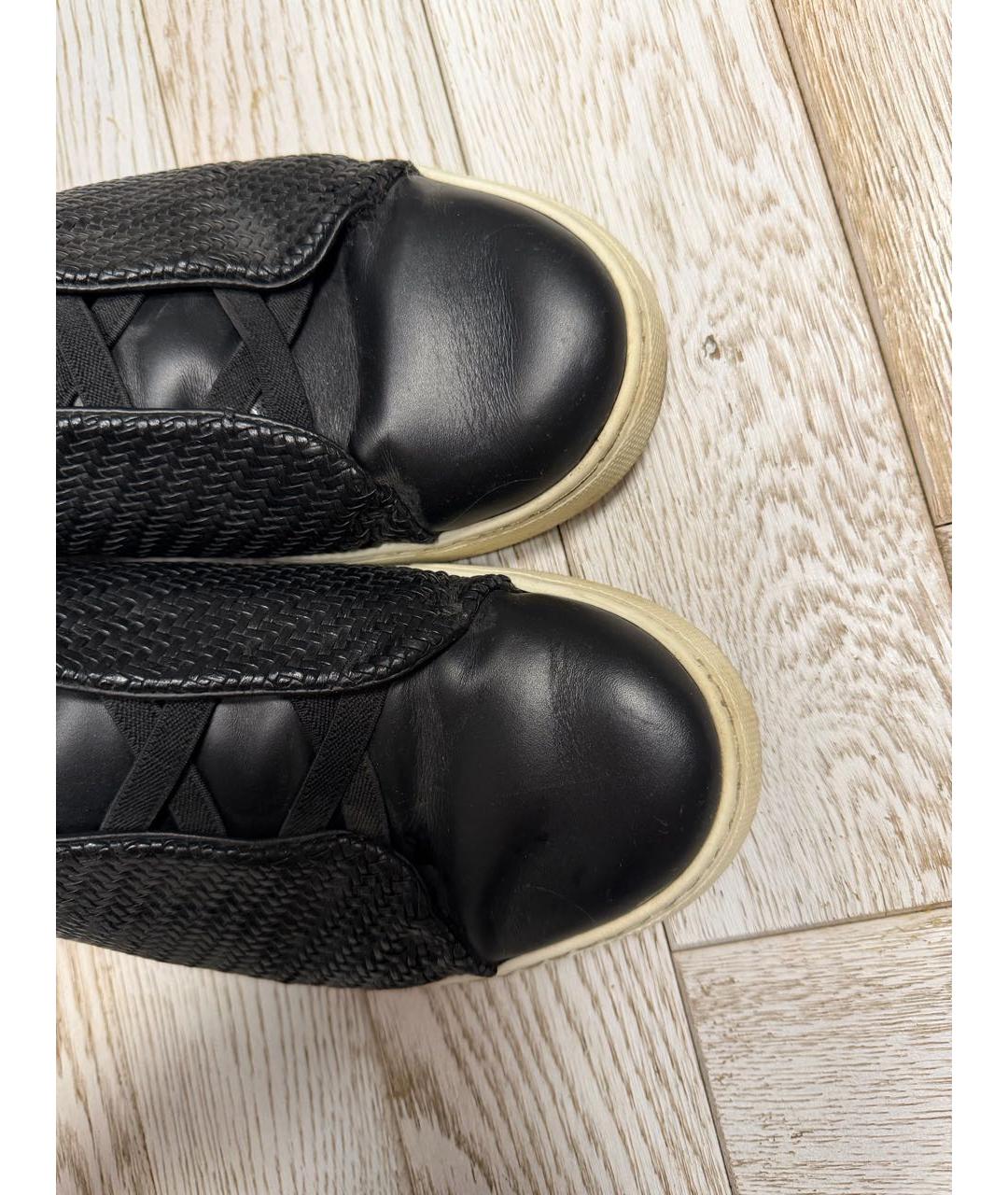 ERMENEGILDO ZEGNA XXX Черные кожаные низкие кроссовки / кеды, фото 4