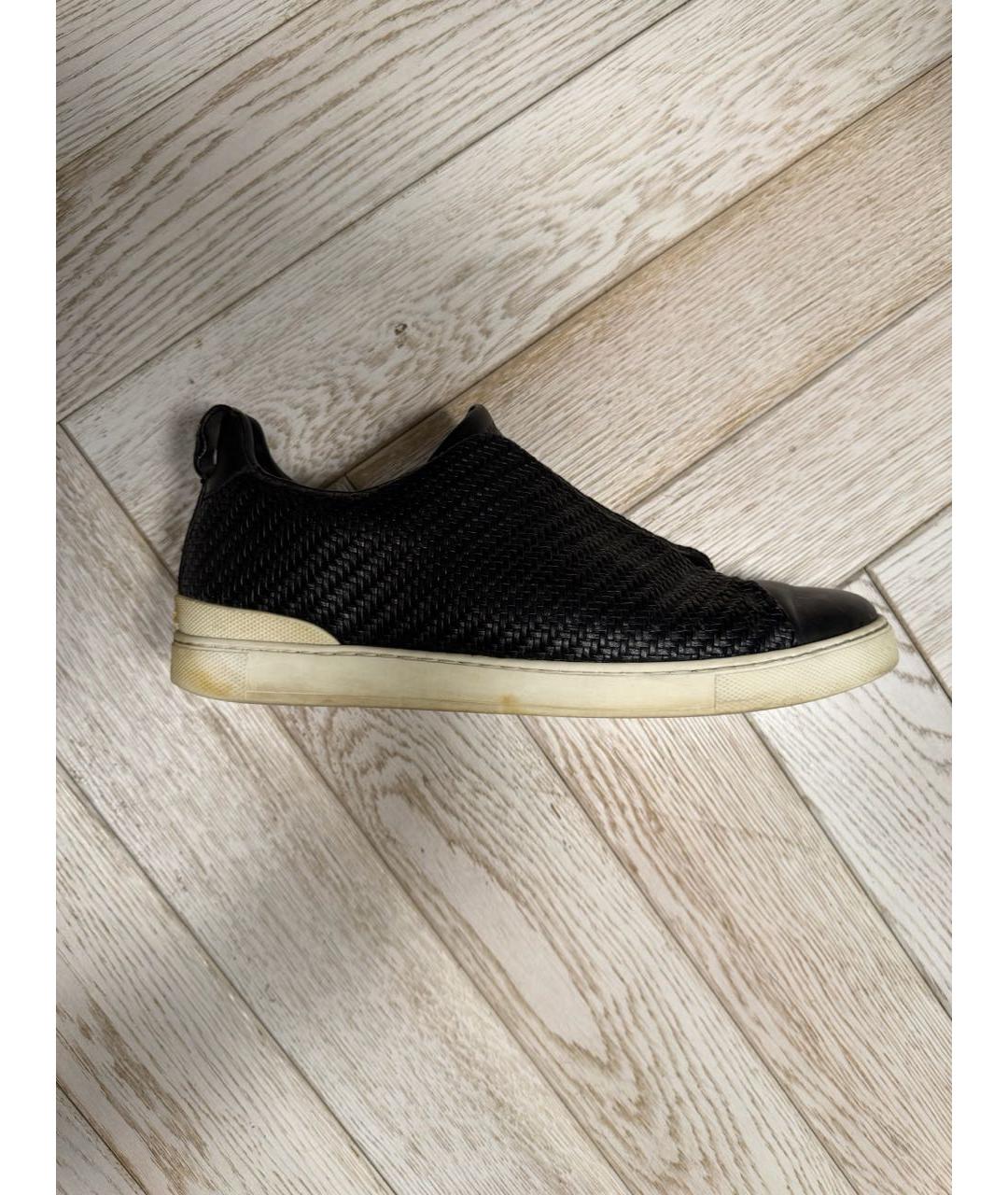 ERMENEGILDO ZEGNA XXX Черные кожаные низкие кроссовки / кеды, фото 6