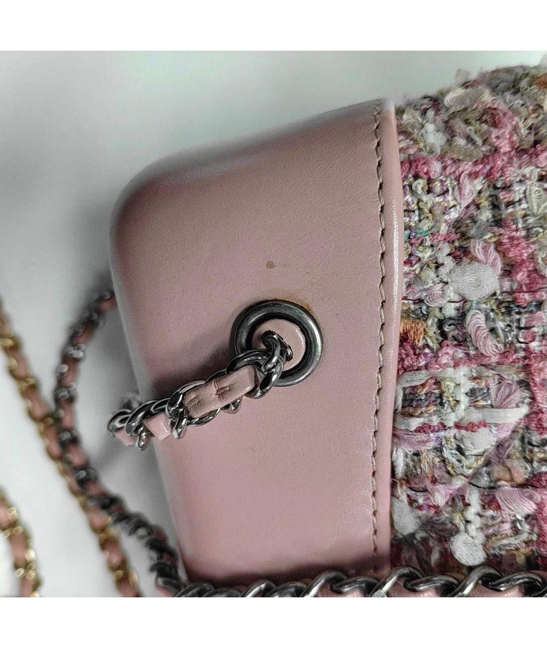 CHANEL Розовый твидовый рюкзак, фото 5