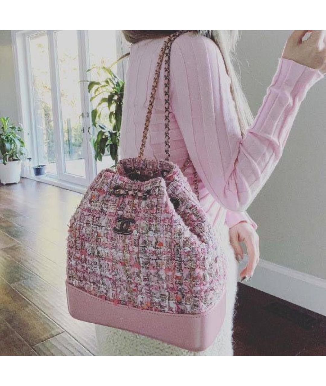 CHANEL Розовый твидовый рюкзак, фото 6