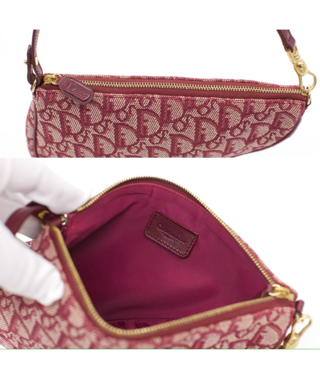 CHRISTIAN DIOR Розовая жаккардовая сумка через плечо, фото 8