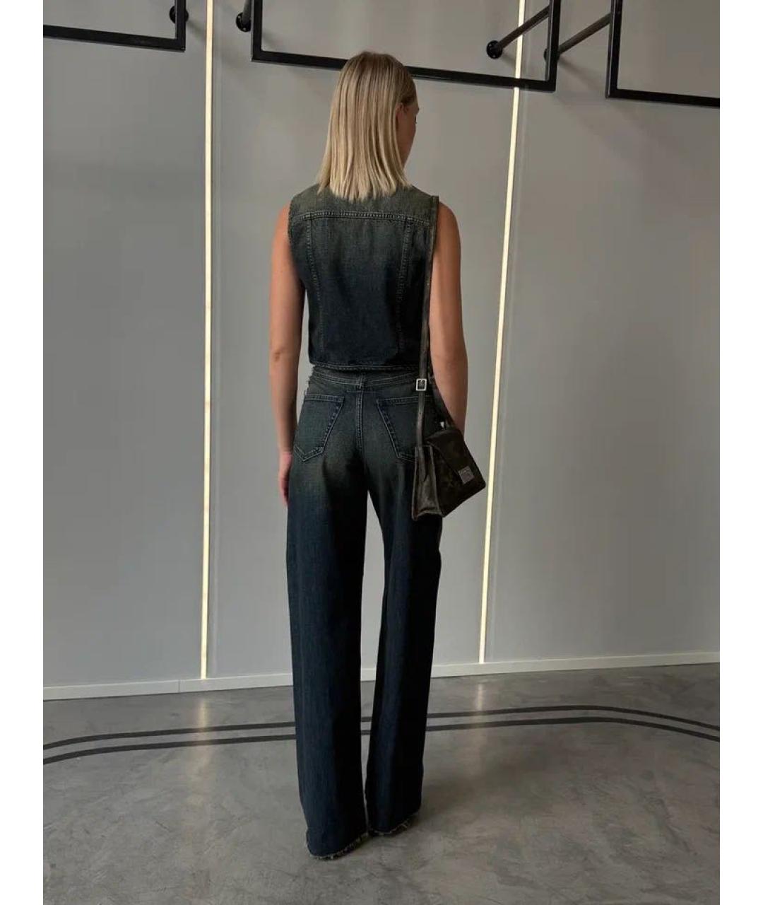 MM6 MAISON MARGIELA Темно-синие хлопковые джинсы клеш, фото 3