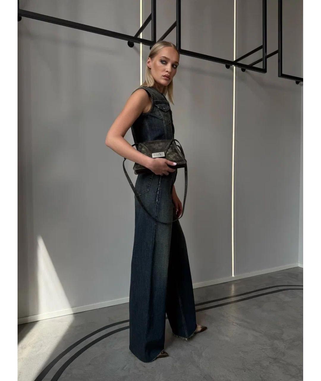 MM6 MAISON MARGIELA Темно-синие хлопковые джинсы клеш, фото 4