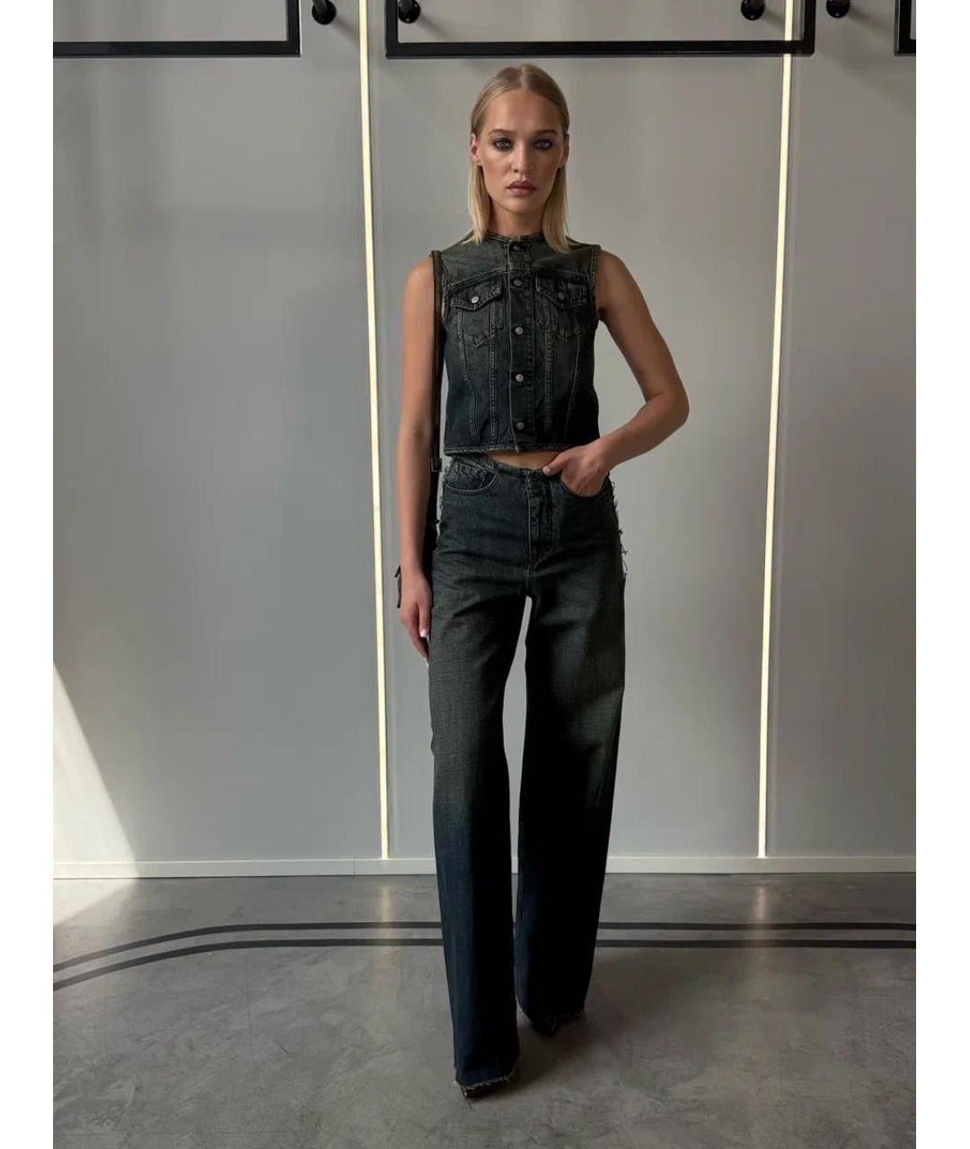 MM6 MAISON MARGIELA Темно-синие хлопковые джинсы клеш, фото 2