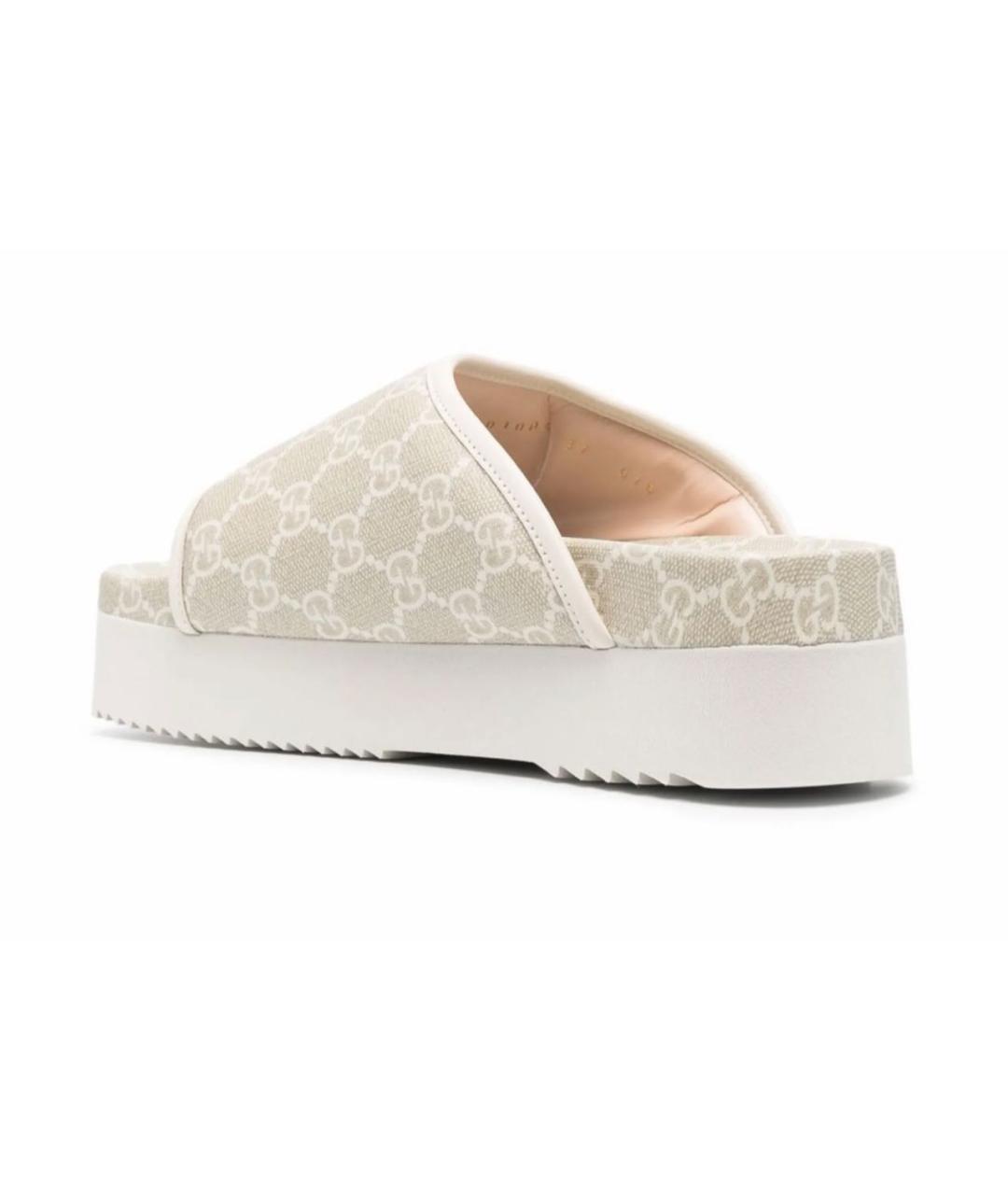 GUCCI Бежевые текстильные шлепанцы, фото 4