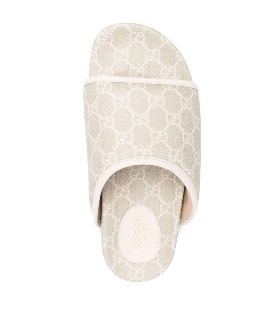 GUCCI Бежевые текстильные шлепанцы, фото 2
