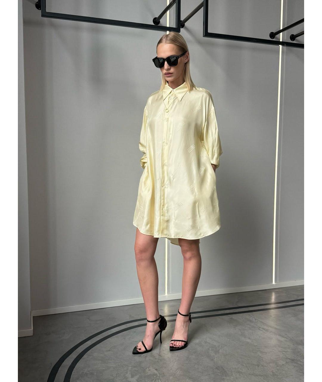 MM6 MAISON MARGIELA Желтое вискозное платье, фото 2