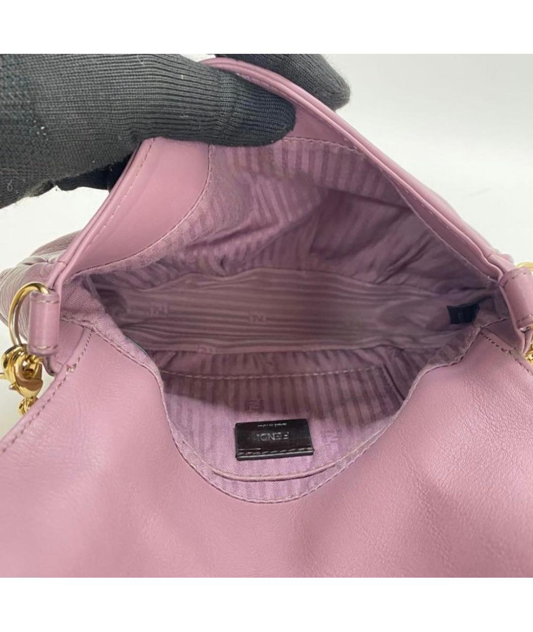 FENDI Розовая кожаная сумка через плечо, фото 4