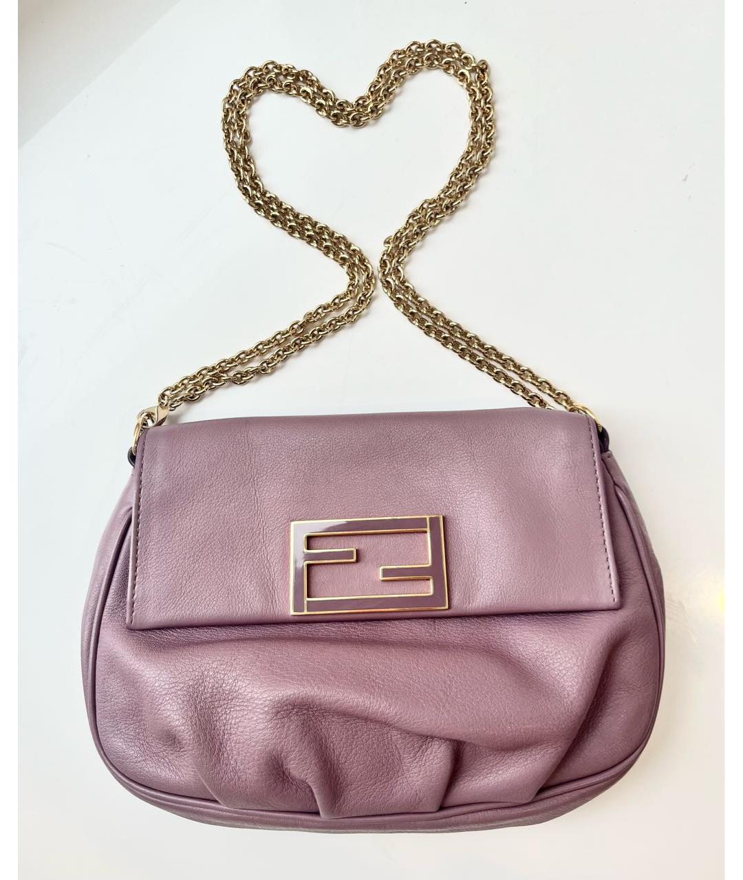 FENDI Розовая кожаная сумка через плечо, фото 9