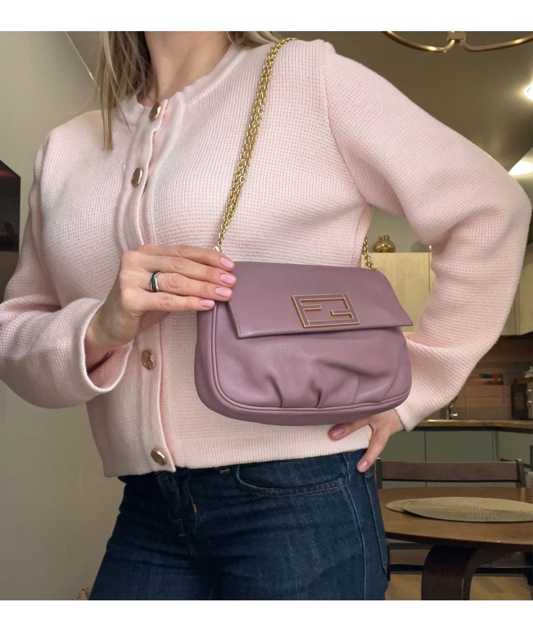 FENDI Розовая кожаная сумка через плечо, фото 6