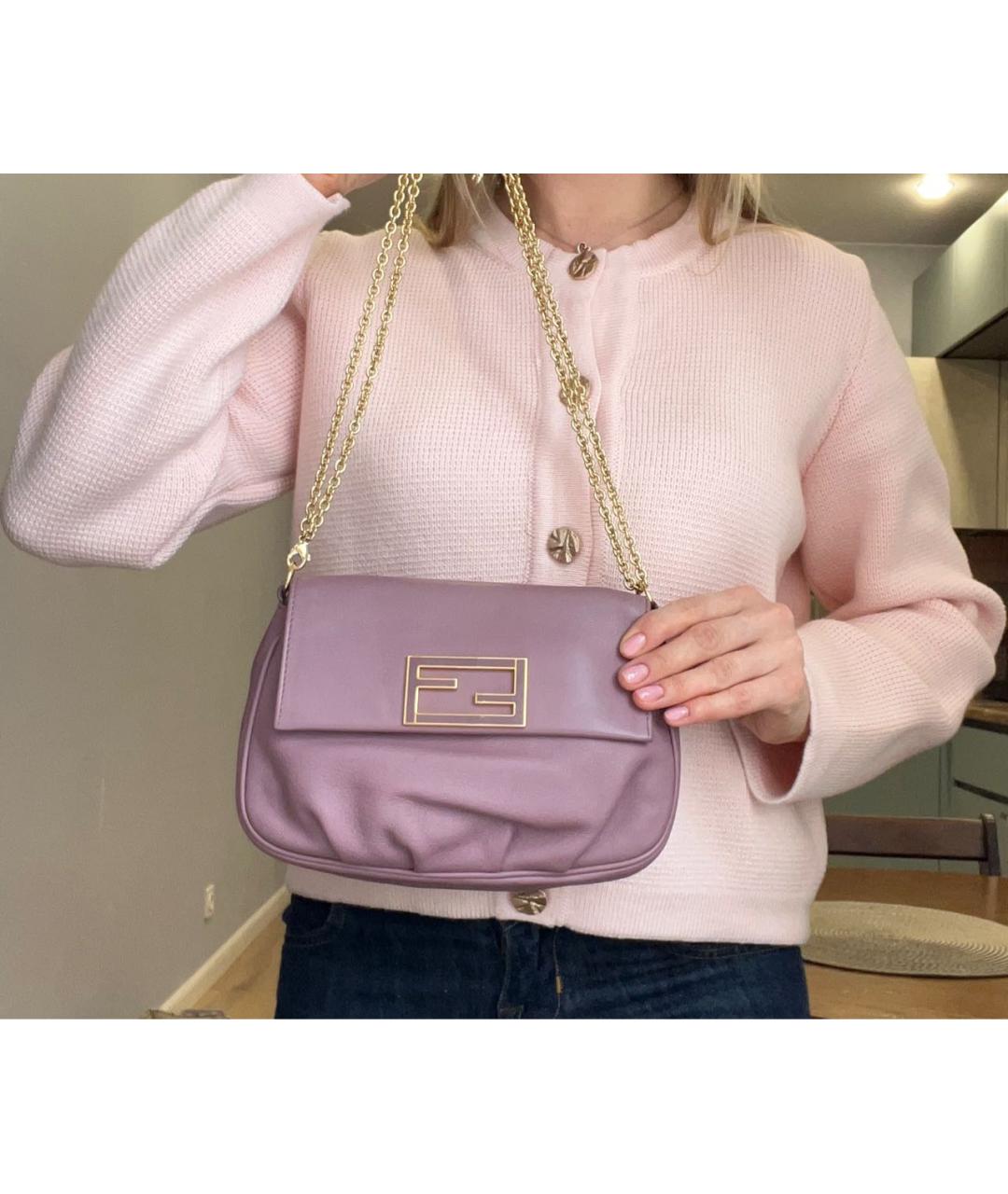 FENDI Розовая кожаная сумка через плечо, фото 5