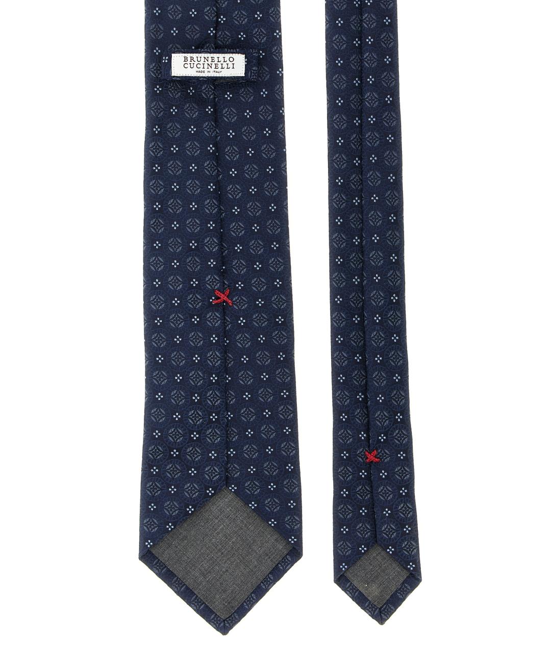 BRUNELLO CUCINELLI Синий шелковый галстук, фото 2