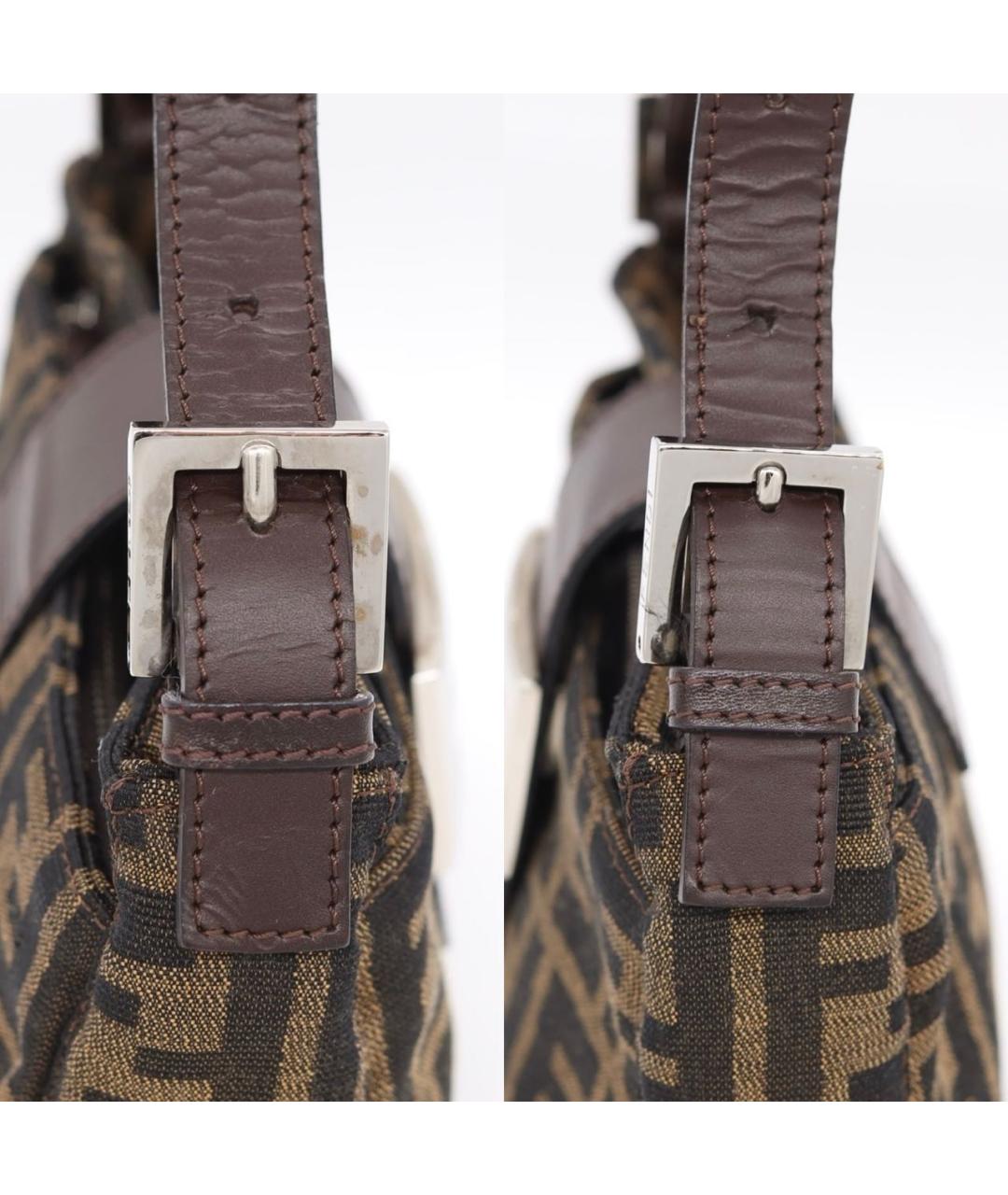 FENDI Коричневая жаккардовая сумка с короткими ручками, фото 7