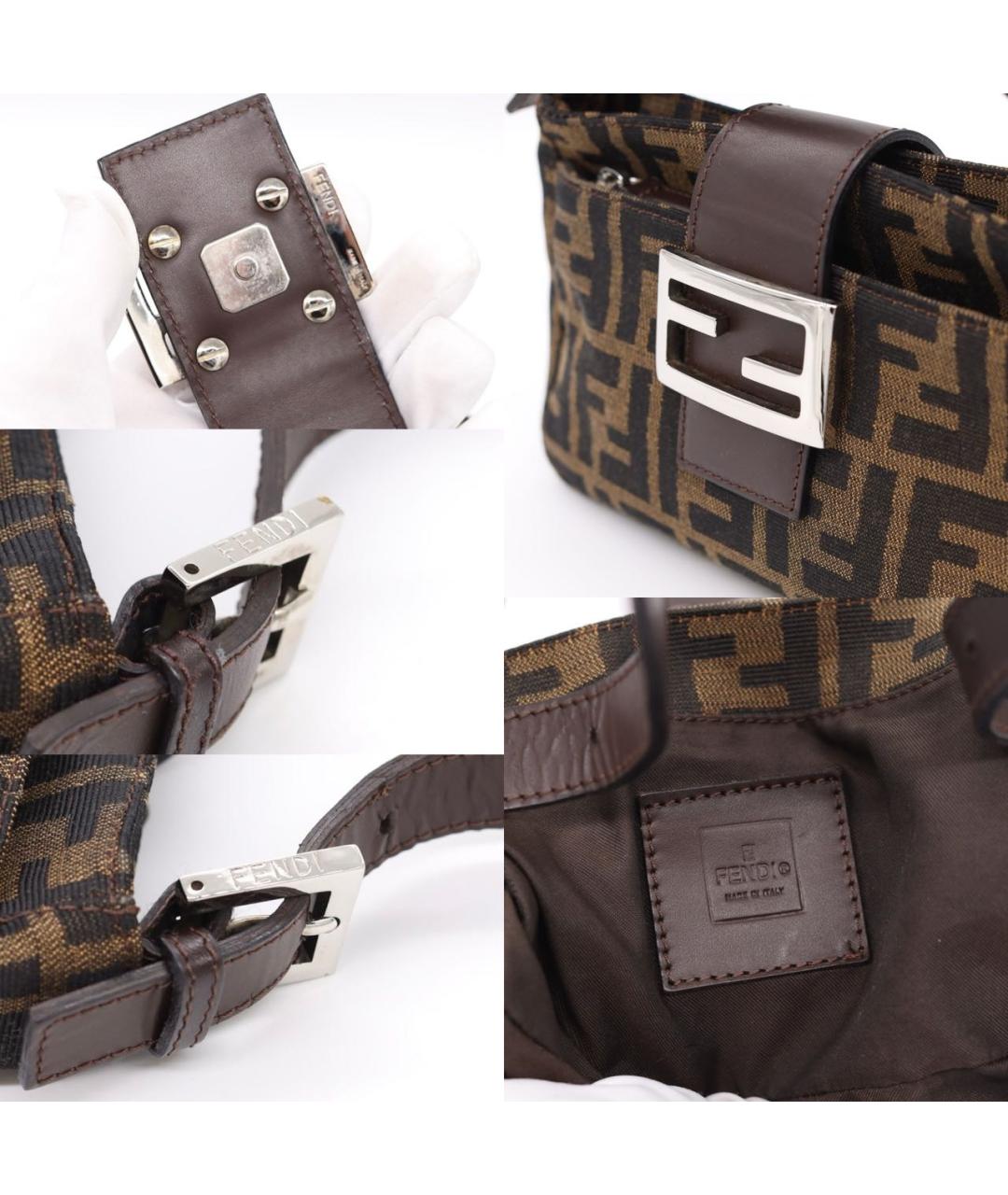 FENDI Коричневая жаккардовая сумка с короткими ручками, фото 8