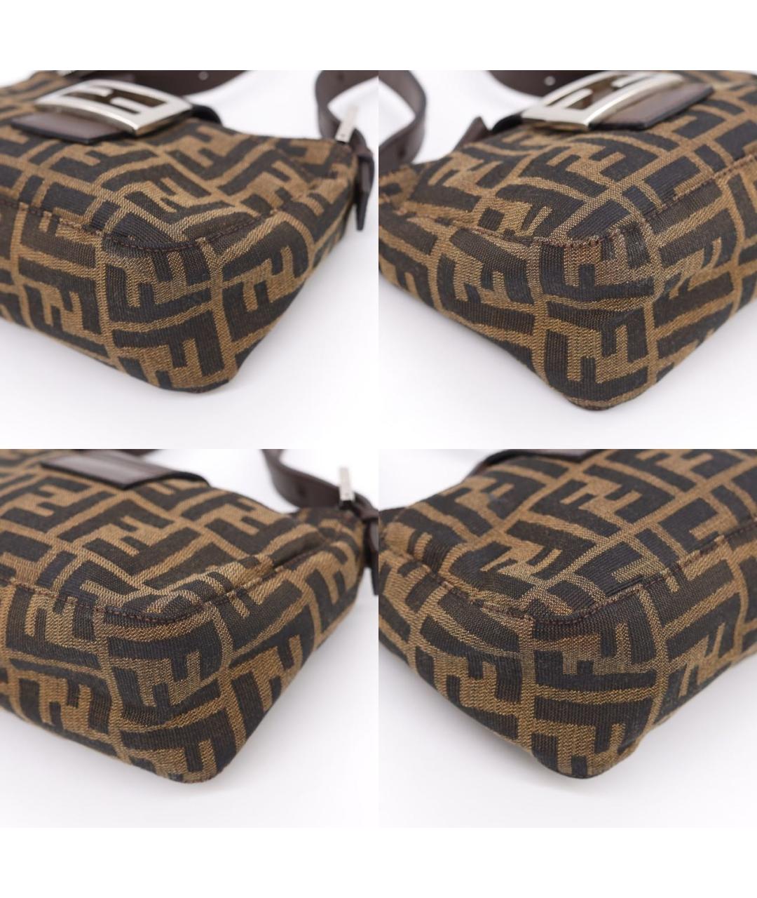 FENDI Коричневая жаккардовая сумка с короткими ручками, фото 3