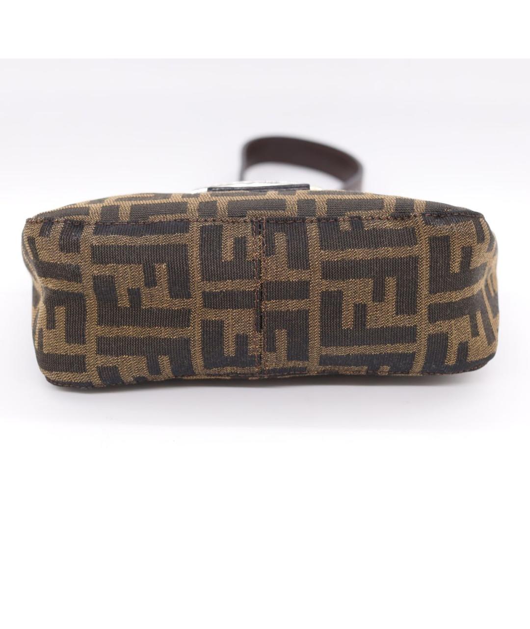 FENDI Коричневая жаккардовая сумка с короткими ручками, фото 4