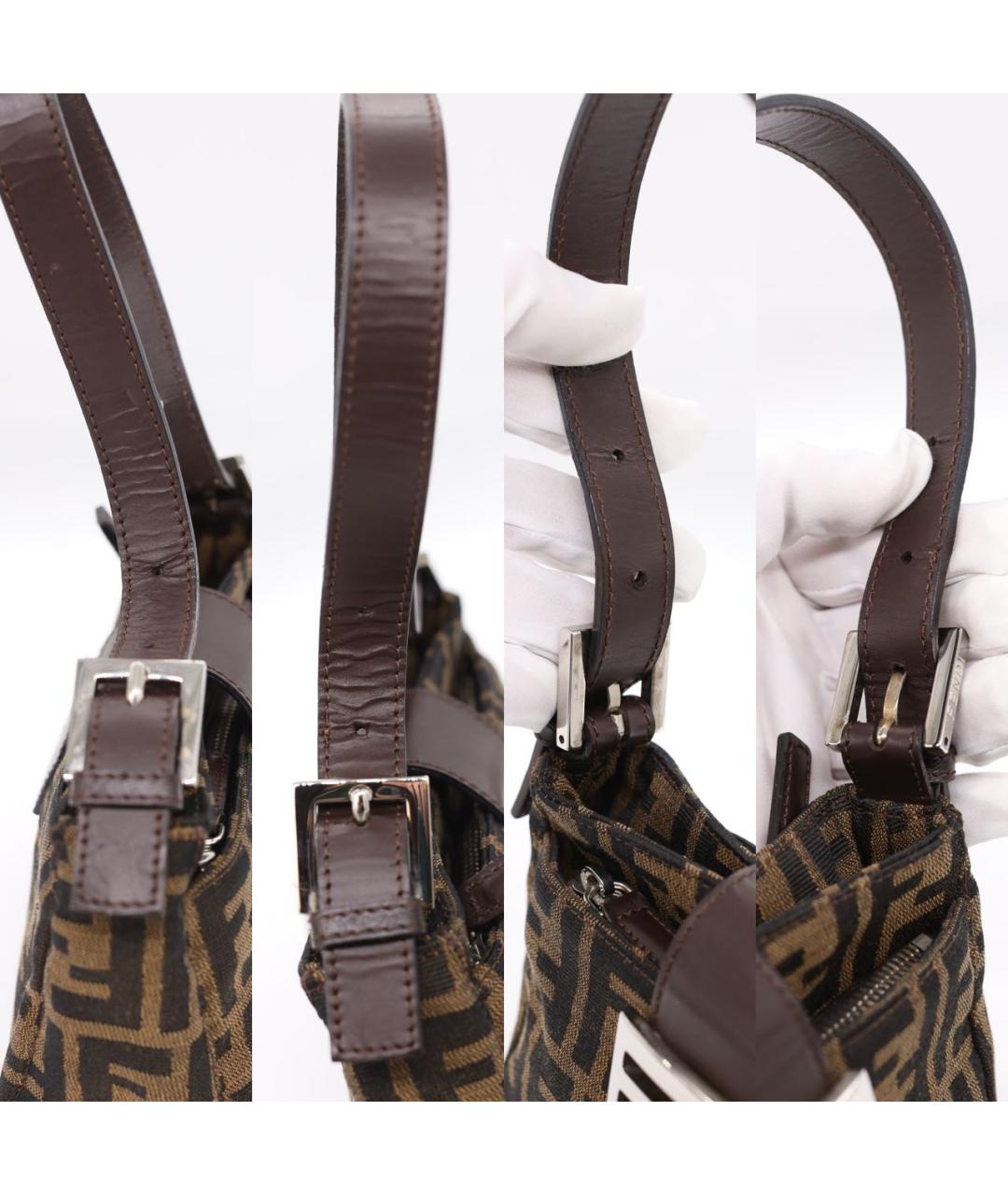 FENDI Коричневая жаккардовая сумка с короткими ручками, фото 6