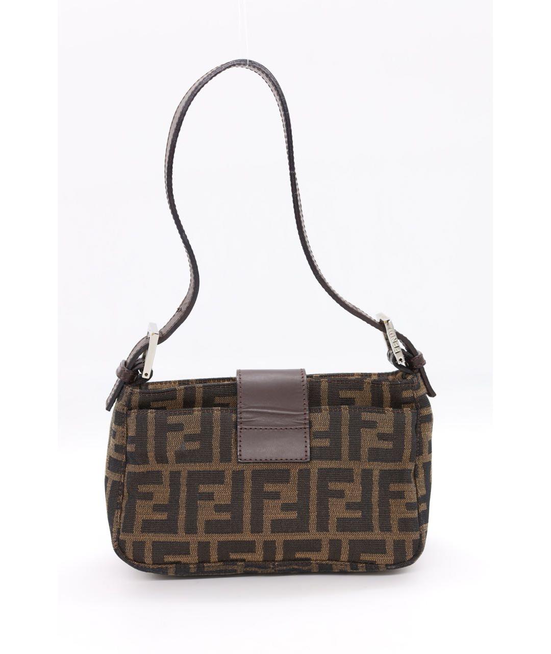 FENDI Коричневая жаккардовая сумка с короткими ручками, фото 2