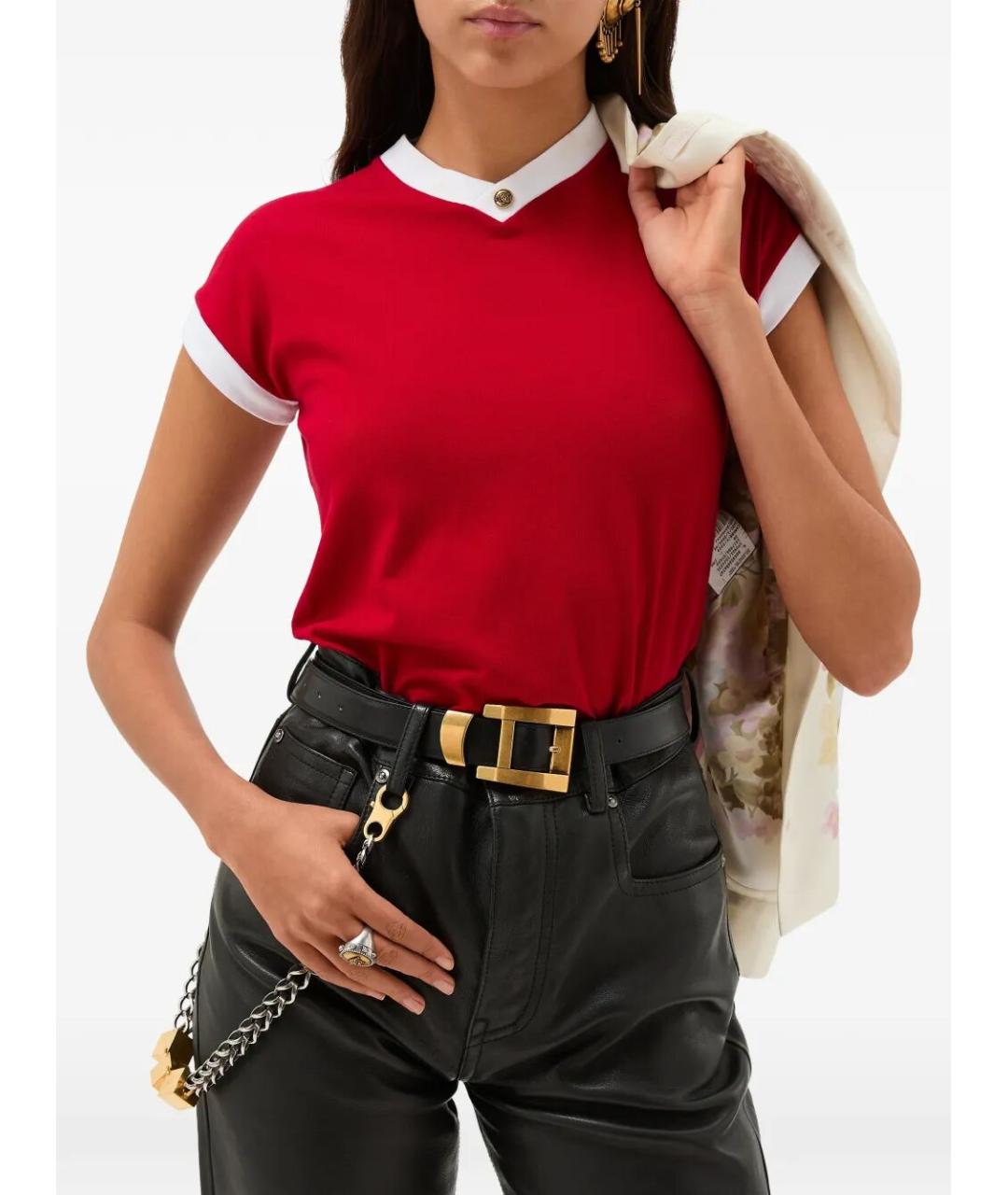 VERSACE Красная хлопковая футболка, фото 2