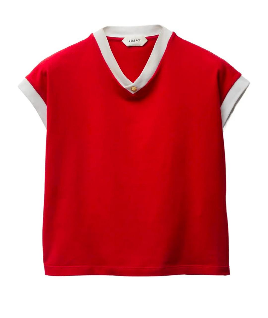 VERSACE Красная хлопковая футболка, фото 1