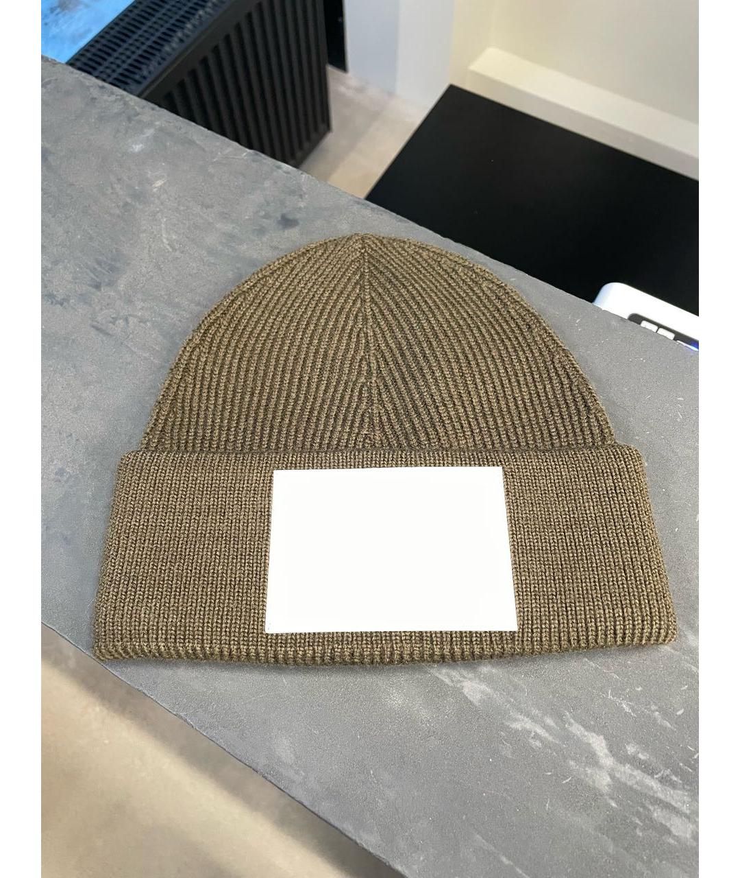 MM6 MAISON MARGIELA Хаки шерстяная шапка, фото 2