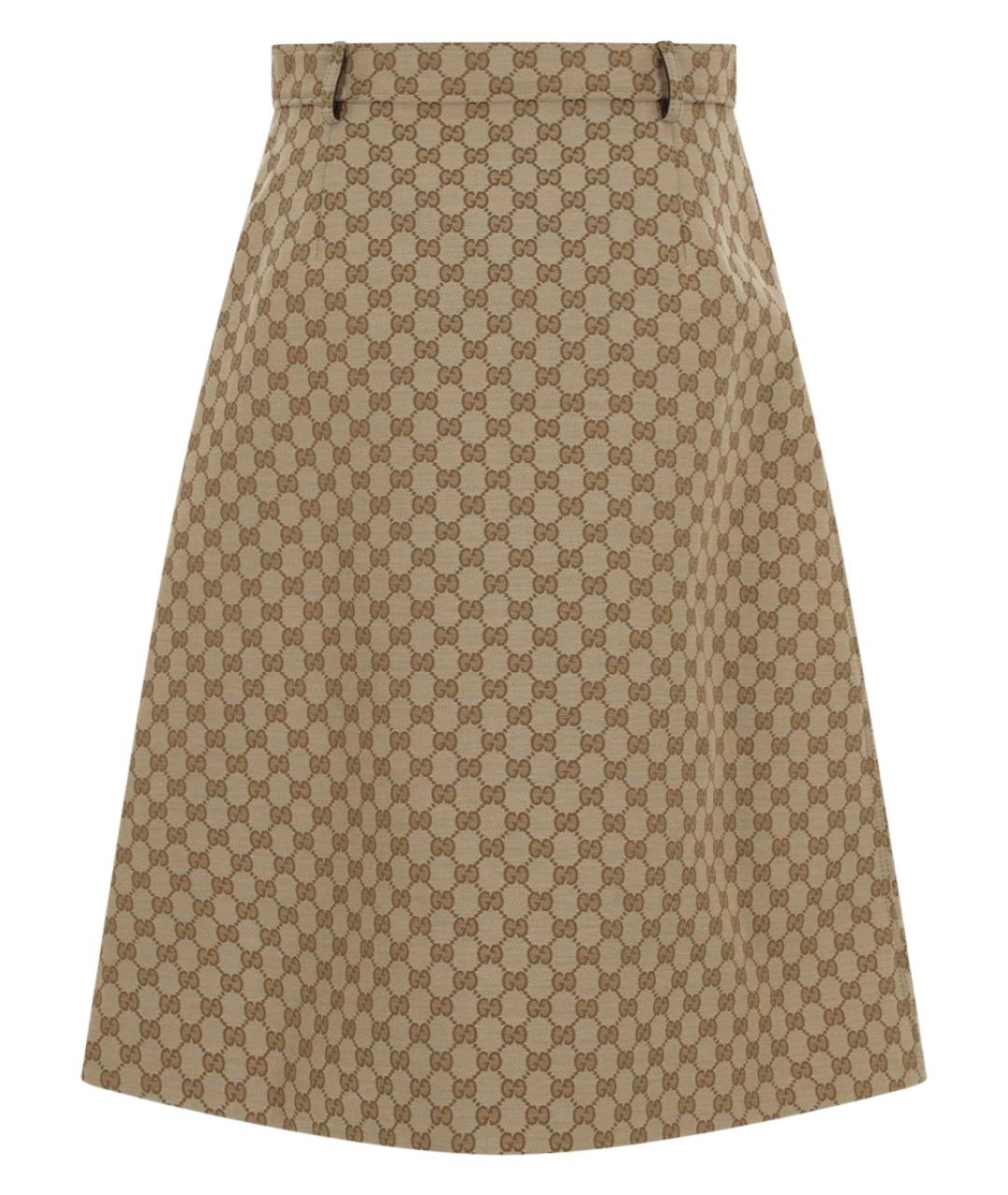 GUCCI Бежевая полиэстеровая юбка миди, фото 1