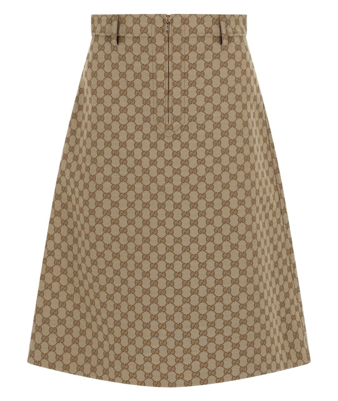 GUCCI Бежевая полиэстеровая юбка миди, фото 2