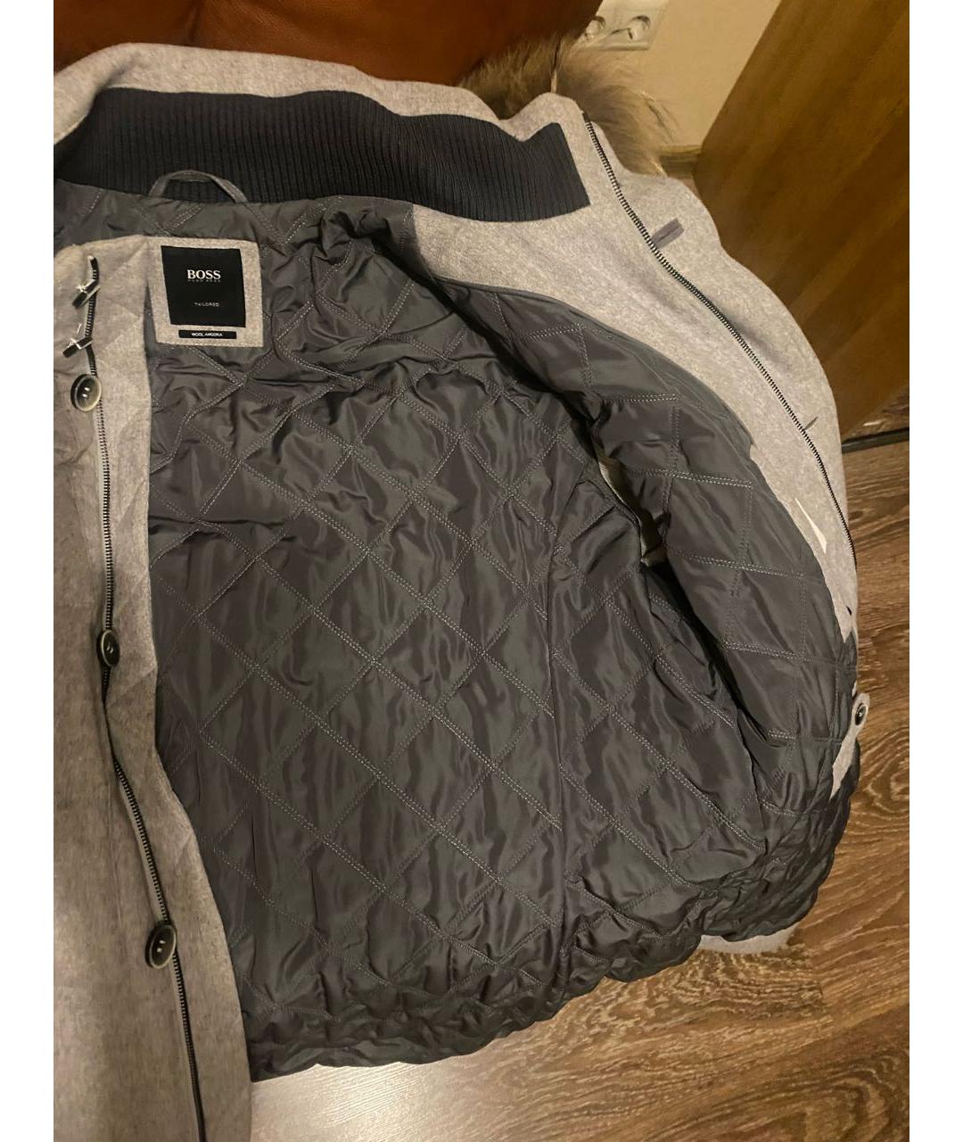 HUGO BOSS Серый шерстяной пуховик, фото 3