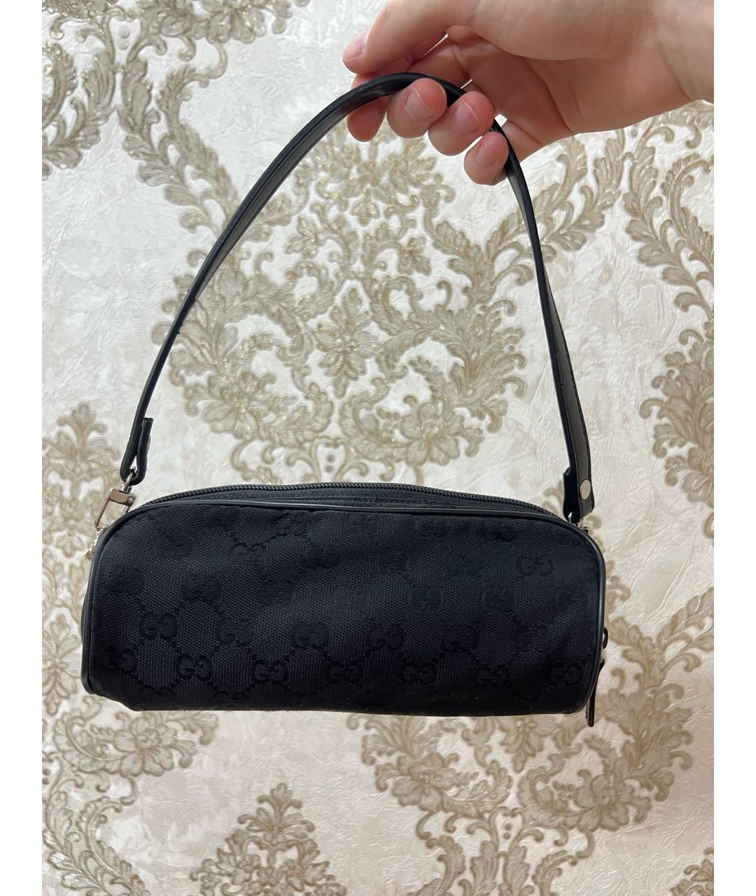 GUCCI Черная тканевая сумка с короткими ручками, фото 5